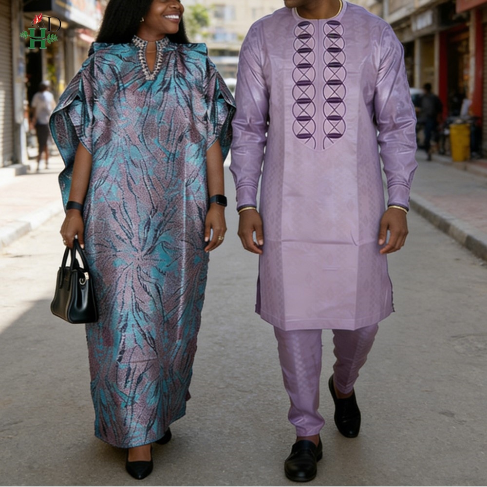Boubou Men Africa - Vestidos Africanos H&D para Casal, Conjunto