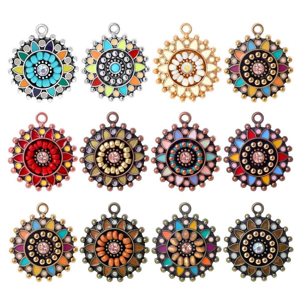 Ethnic Fashion Accessories - Pingentes Redondos Vintage Boêmios Étnicos Esmaltados