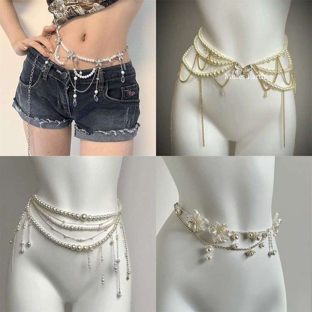 Ethnic Fashion Accessories - Moda elegante pérola cintura correntes acessório