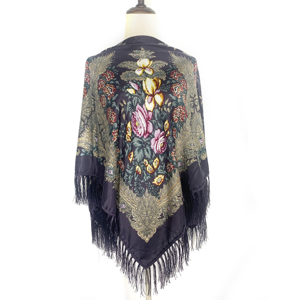 Winter Ethnic Fashion For Women - Lenço quadrado com estampa floral para
