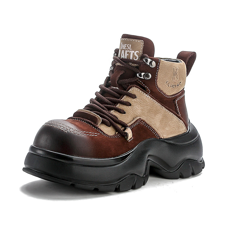 Winter Ethnic Fashion For Women - 6cm couro genuíno cunha moda botas