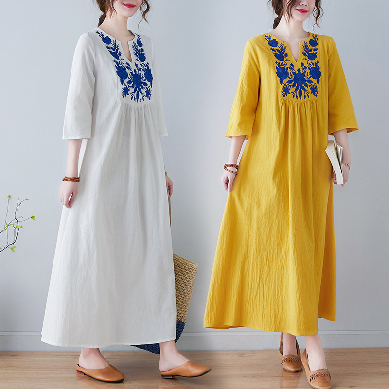 Novo Vestido Midi de Algodão e - Ethnic Fashion Dress avaliação e preço
