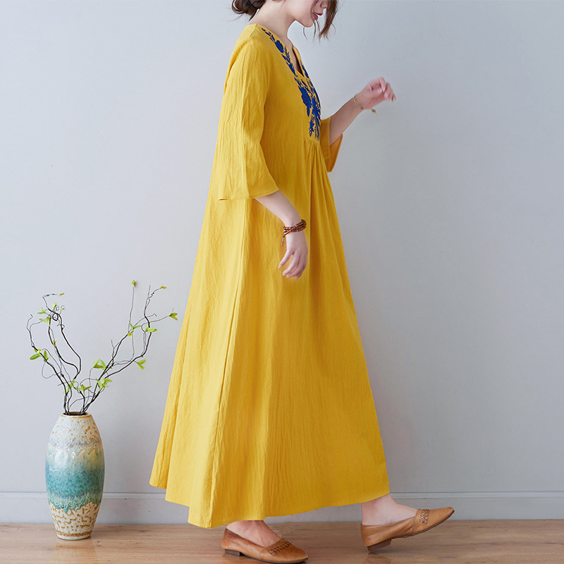 Novo Vestido Midi de Algodão e - Ethnic Fashion Dress avaliação e preço