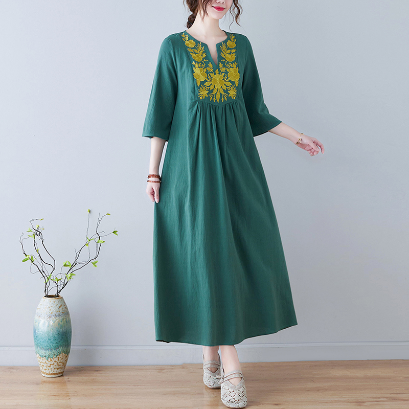 Novo Vestido Midi de Algodão e - Ethnic Fashion Dress avaliação e preço