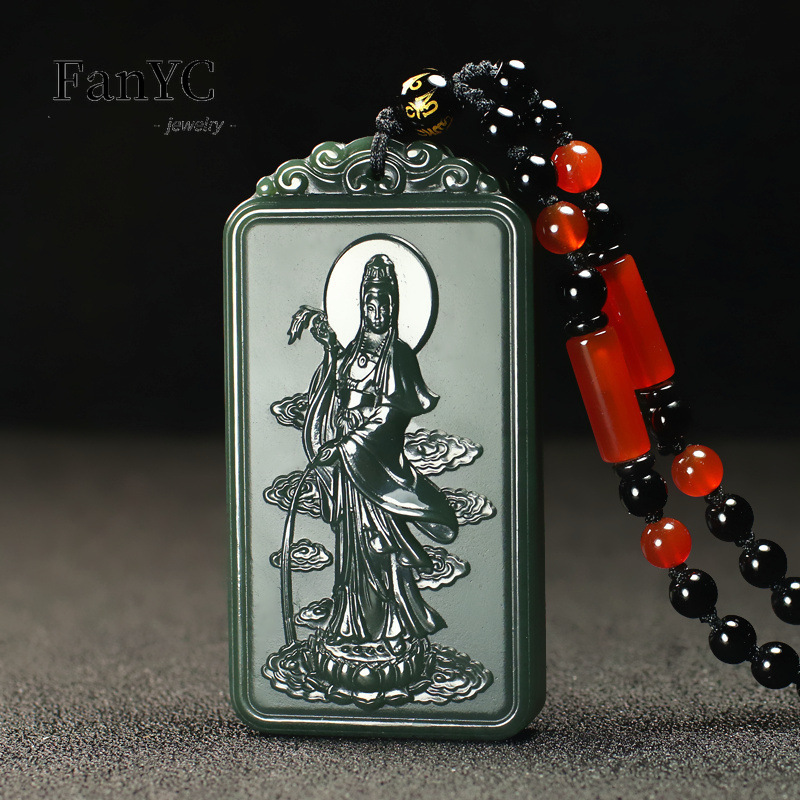 Natural Hetian Jade Qingyu Gua - Ethnic Fashion Men avaliação e preço