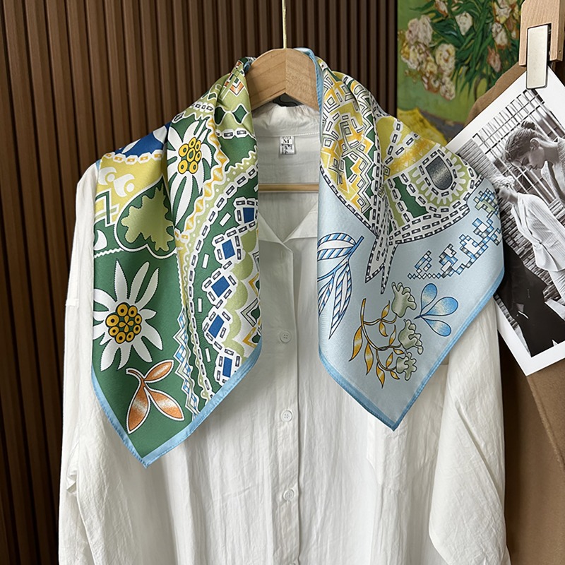 Lenço Quadrado Verde Boho com  - Ethnic Fashion Accessories avaliação e preço