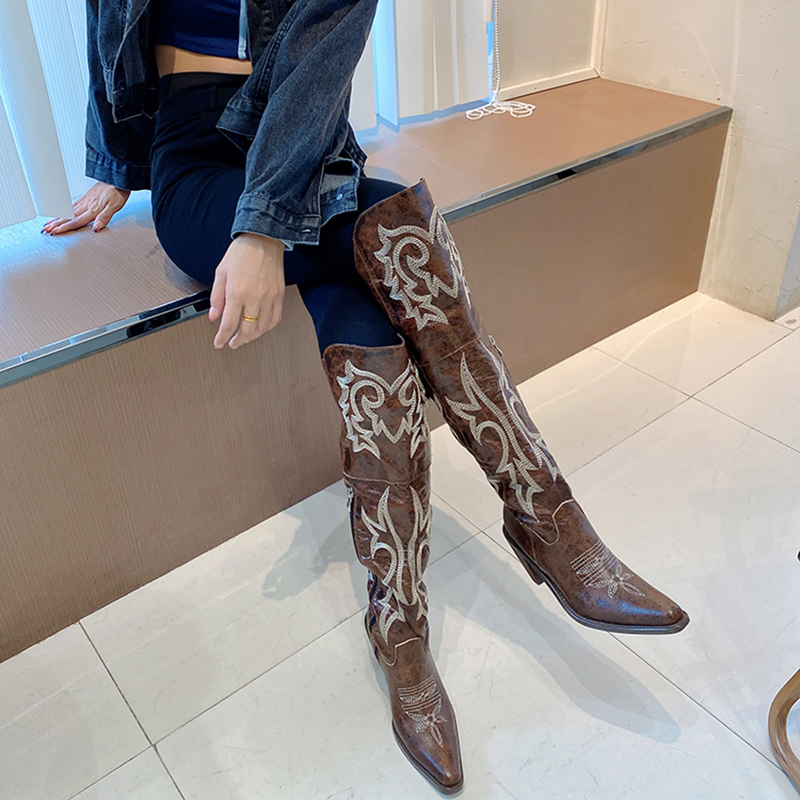 Novas Botas de Cowboy Feminina - Winter Ethnic Fashion For Women avaliação e preço