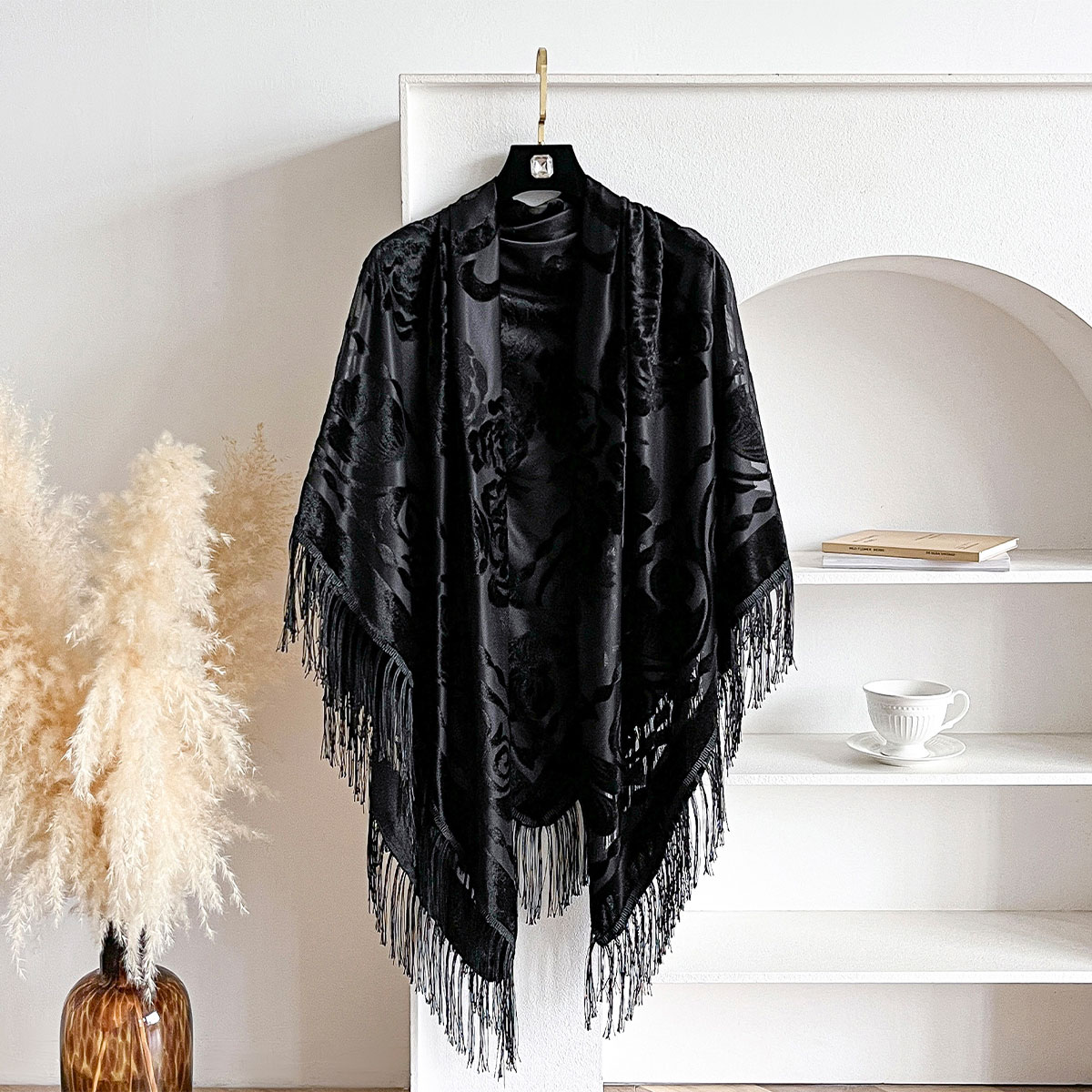 Cachecol de Veludo Retrô com B - Winter Ethnic Fashion For Women avaliação e preço